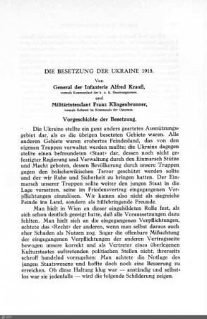 Die Besetzung der Ukraine 1918