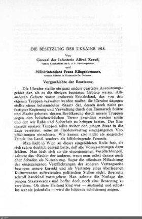 Die Besetzung der Ukraine 1918