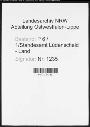 Sterberegister Standesamt Lüdenscheid-Land