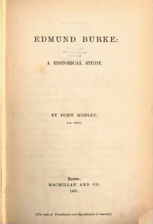 Edmund Burke : A historical study
