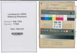 Entnazifizierung Heinrich Hein , geb. 24.11.1909 (Kaufm.Angestellter)