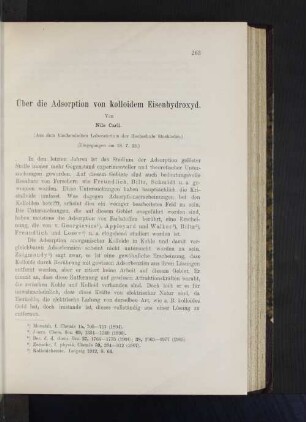 Über die Adsorption von kolloidem Eisenhydroxyd.