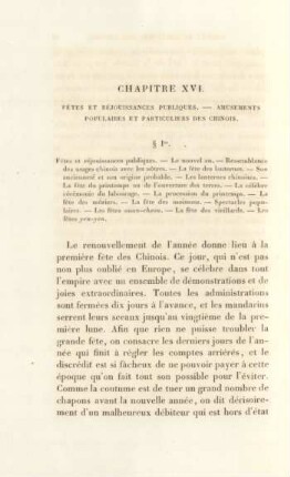 Chapitre XVI. Fétes et réjouissances publiques. - Amusements populaires et particuliers des chinois