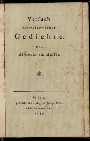 Versuch schweizerischer Gedichte