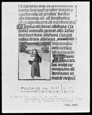 Stundenbuch, ad usum Romanum — Der heilige Bernhard vo Clairvaux, Folio 109recto