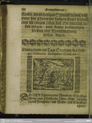 Evangelium am Tage Stephani, des heiligen Märterers, Evangelium Matth. am 23.