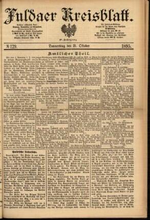 Erste Ausgabe vom Donnerstag, den 31. Oktober 1895.