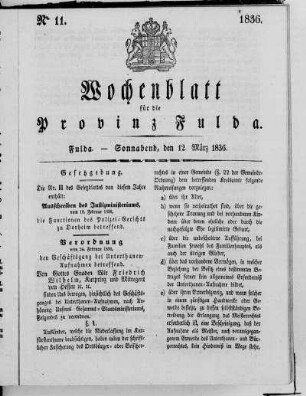 Nr. 11, Ausgabe vom 12. März 1836