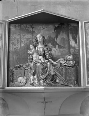 Schnewlin-Altar — Altar in geöffnetem Zustand — Schrein: Ruhe auf der Flucht
