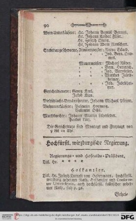 Hochfürstl. wirzburgische Regierung