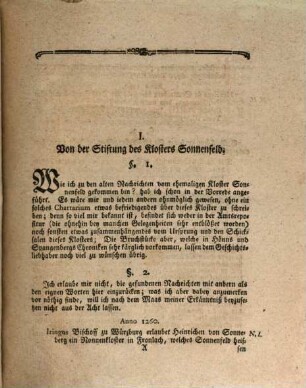 Historisch-topographisch-statistische Nachrichten vom ehemaligen Cisterzienser adelichen Nonnenkloster und derzeitigen Herzoglichen Sachsen-Hildburghäusischen Amte Sonnenfeld, vom Jahr 1260. bis 1792. : mit einem Chartario von 361. Diplomen in chronologischer Ordnung und andern Urkunden von No. 1. bis 48. inclus.