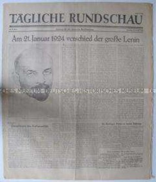 Sowjetische Tageszeitung für die deutsche Bevölkerung "Tägliche Rundschau" u.a. zum 22. Todestag von Lenin