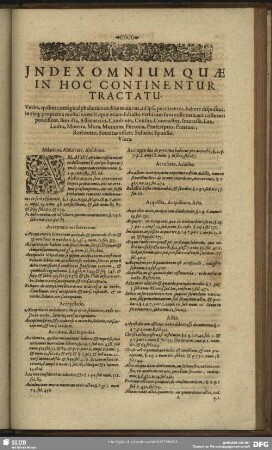 Index Omnium Quae In Hoc Continentur Tractatu