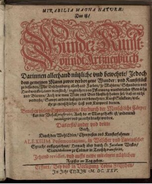 [1], 1 - 3: Mirabilia Magna Naturae: Das ist/ Wunder: Künst: unndt Artzneybuch. [1], 1 - 3