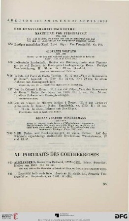 XI. Portraits des Goethekreises (Nr. 660-791)