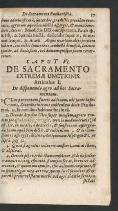 Caput VI. De Sacramento Extremae Unctionis.