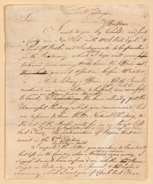 Benjamin Franklin (1706 - 1790) Autographen: Brief von Benjamin Franklin an Peter Collinson - BSB Autogr.Cim. Franklin, Benjamin