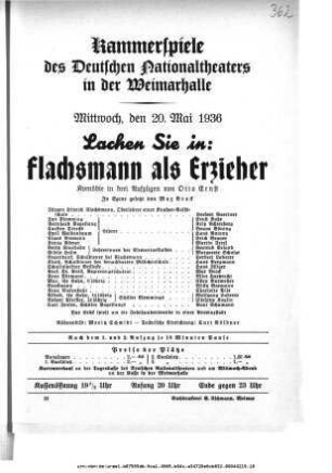 Flachsmann als Erzieher