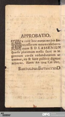 Approbatio.