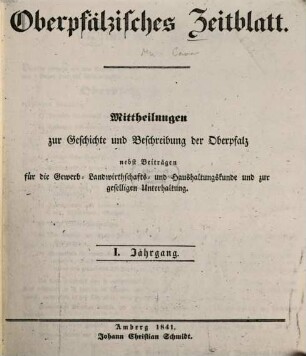 Oberpfälzisches Zeitblatt. 1841 = Jg. 1