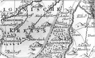 Bernstadt auf dem Eigen-Dittersbach auf dem Eigen. Oberlausitzkarte, Schenk, 1759