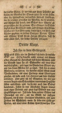 Dritte Klage. Ich sitze in dem Gefängnis