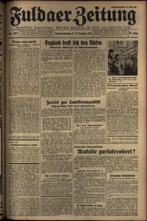 Erste Ausgabe vom Samstag, den 21. Dezember 1935.