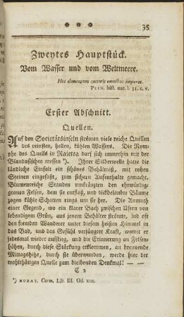 Zweytes Hauptstück. Vom Wasser und vom Weltmeere.