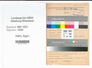 Entnazifizierung Egon Hahn , geb. 15.09.1908 (Angestellter)