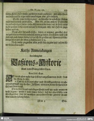 Kurtze Anmerckungen bey lesung der Paßions-Historie Aus dem Evangelisten Luca