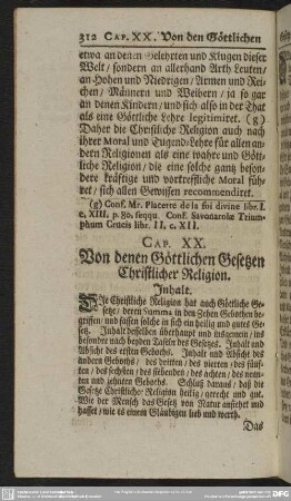 Cap. XX. Von denen Göttlichen Gesetzen Christlicher Religion