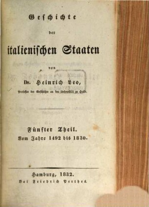 Geschichte der italienischen Staaten, 5. Vom Jahre 1492 bis 1830