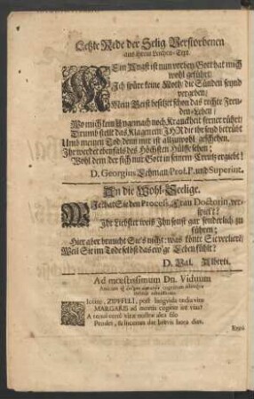 An die Wohl-Seelige.