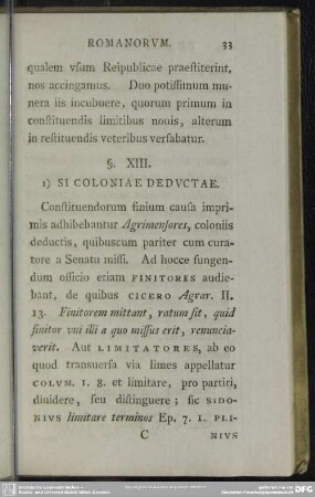 §. XIII. 1) Si Coloniae Deductae