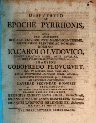 Disputatio de epoche Pyrrhonis
