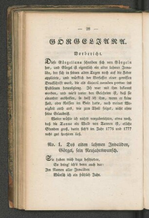 No. 1. Des alten lahmen Invaliden, Görgel, sein Neujahrswunsch.
