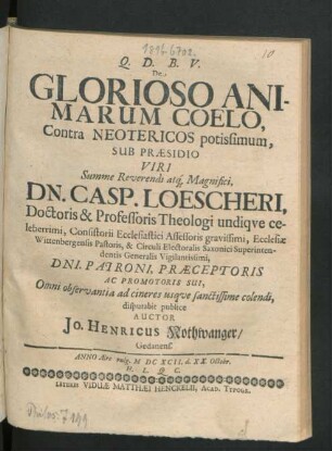 De Glorioso Animarum Coelo, Contra Neotericos potissimum