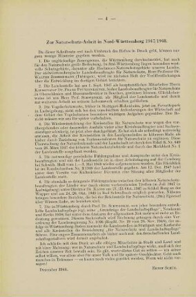 Zur Naturschutz-Arbeit in Nord-Württemberg 1947/1948