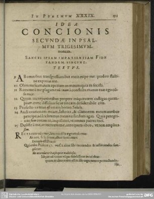 Idea Concionis Secundae In Psalmum Trigesimum nonum