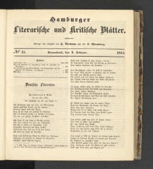 Nummer 15, Sonnabend, den 3. Februar