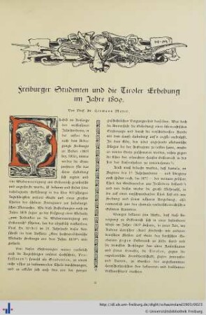 Freiburger Studenten und die Tiroler Erhebung im Jahre 1809.