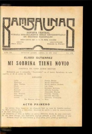 Mi sobrina tiene novio : comedia en tres actos breves