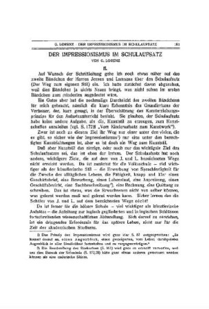 Der Impressionismus im Schulaufsatz : (Fortsetzung)
