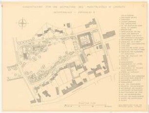 Gartenanlage Marktplatz, Erkrath: Vorentwurf für die Gestaltung, Gesamtanlage Vorschlag 2, Lageplan 1:500