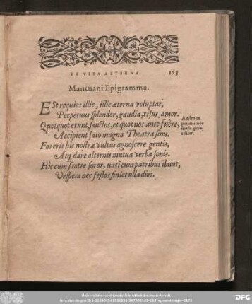 De Vita Aeterna Mantuani Epigramma.