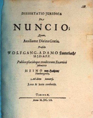 Dissertatio Iuridica De Nuncio