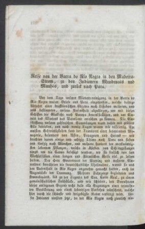 Reise von der Barra do Rio Negro in den Madeira - Strom, [...].