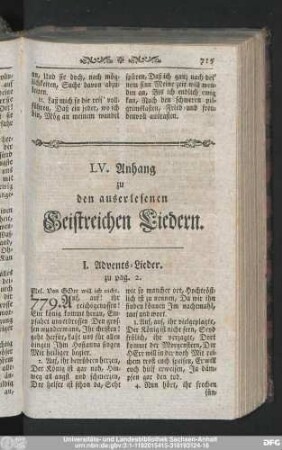 LV. Anhang zu den auserlesenen Geistreichen Liedern.