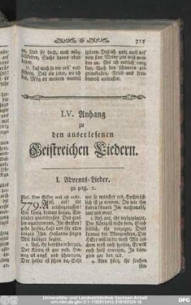 LV. Anhang zu den auserlesenen Geistreichen Liedern.