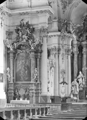 Rosenkranzaltar: Dominikus erhält von der Madonna den Rosenkranz
